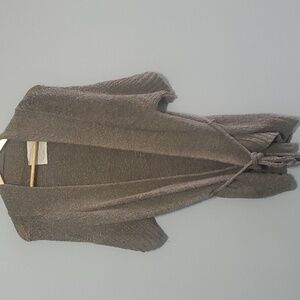 Ann Taylor Loft Lounge sweater women's size medium brown tweed tie oversize